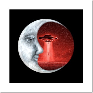 Moon Crescent - Alien Abduction (Red) Posters and Art